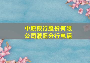 中原银行股份有限公司濮阳分行电话