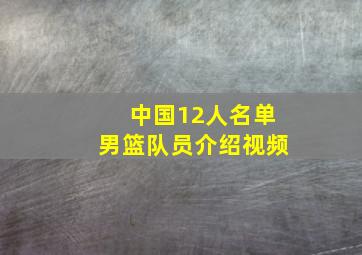 中国12人名单男篮队员介绍视频