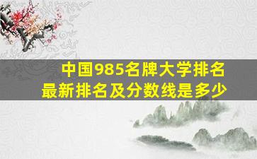 中国985名牌大学排名最新排名及分数线是多少