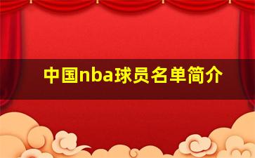 中国nba球员名单简介