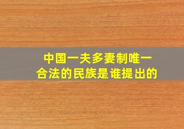 中国一夫多妻制唯一合法的民族是谁提出的