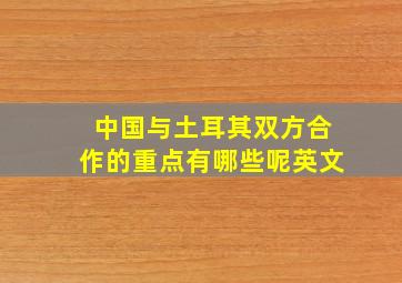 中国与土耳其双方合作的重点有哪些呢英文