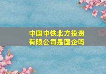 中国中铁北方投资有限公司是国企吗