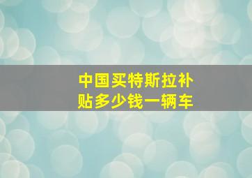 中国买特斯拉补贴多少钱一辆车