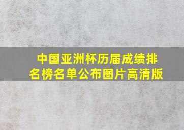 中国亚洲杯历届成绩排名榜名单公布图片高清版