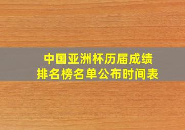 中国亚洲杯历届成绩排名榜名单公布时间表