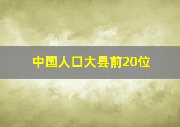 中国人口大县前20位