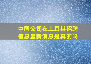 中国公司在土耳其招聘信息最新消息是真的吗