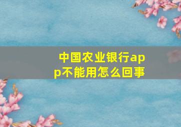 中国农业银行app不能用怎么回事