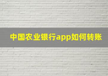 中国农业银行app如何转账