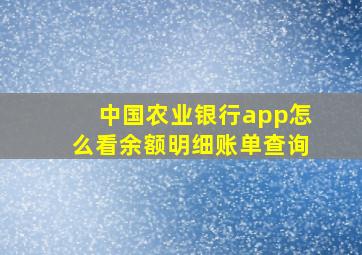 中国农业银行app怎么看余额明细账单查询