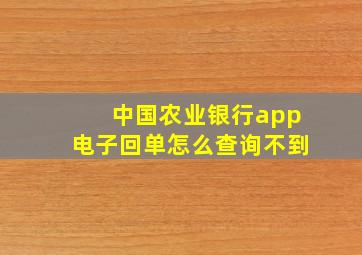 中国农业银行app电子回单怎么查询不到