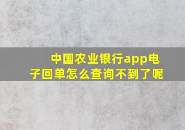 中国农业银行app电子回单怎么查询不到了呢