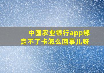 中国农业银行app绑定不了卡怎么回事儿呀