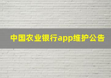 中国农业银行app维护公告