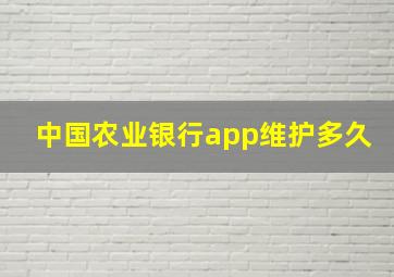 中国农业银行app维护多久