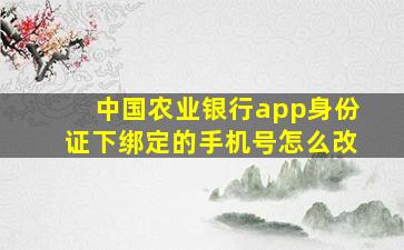 中国农业银行app身份证下绑定的手机号怎么改