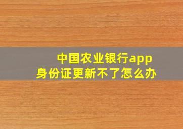 中国农业银行app身份证更新不了怎么办