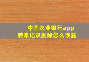 中国农业银行app转账记录删除怎么恢复