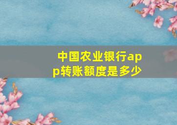 中国农业银行app转账额度是多少