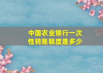 中国农业银行一次性转账额度是多少