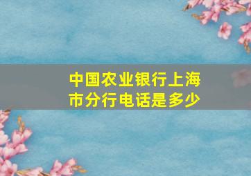 中国农业银行上海市分行电话是多少