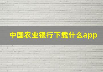 中国农业银行下载什么app