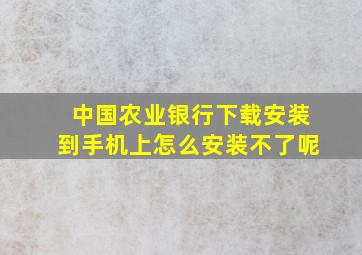 中国农业银行下载安装到手机上怎么安装不了呢