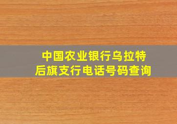 中国农业银行乌拉特后旗支行电话号码查询