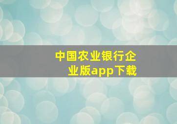 中国农业银行企业版app下载