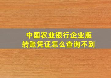 中国农业银行企业版转账凭证怎么查询不到