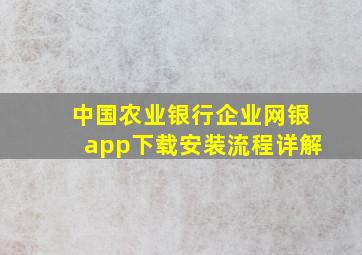 中国农业银行企业网银app下载安装流程详解