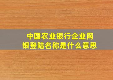 中国农业银行企业网银登陆名称是什么意思