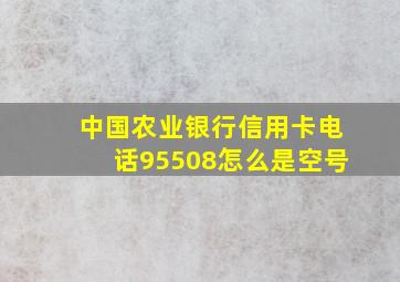 中国农业银行信用卡电话95508怎么是空号