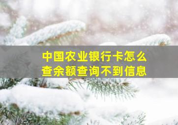 中国农业银行卡怎么查余额查询不到信息