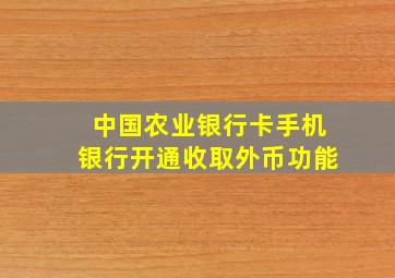 中国农业银行卡手机银行开通收取外币功能