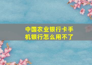 中国农业银行卡手机银行怎么用不了