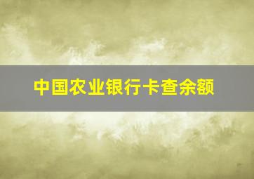 中国农业银行卡查余额