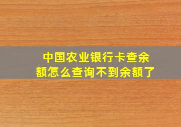 中国农业银行卡查余额怎么查询不到余额了