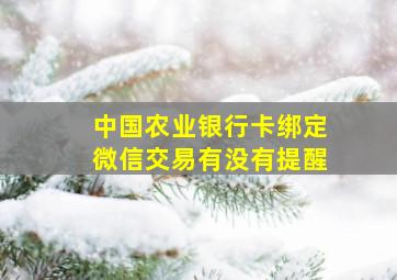 中国农业银行卡绑定微信交易有没有提醒