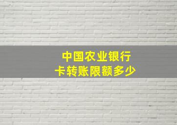 中国农业银行卡转账限额多少