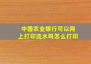 中国农业银行可以网上打印流水吗怎么打印