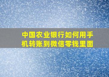 中国农业银行如何用手机转账到微信零钱里面