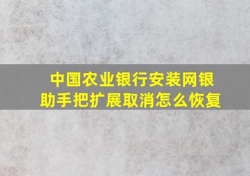 中国农业银行安装网银助手把扩展取消怎么恢复