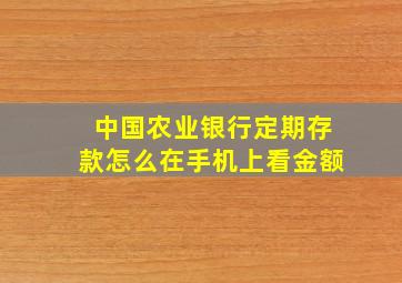 中国农业银行定期存款怎么在手机上看金额