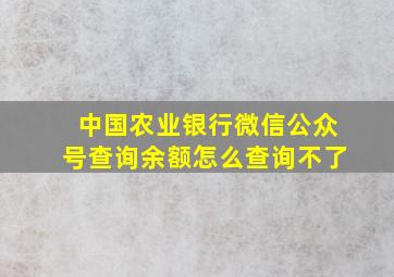 中国农业银行微信公众号查询余额怎么查询不了