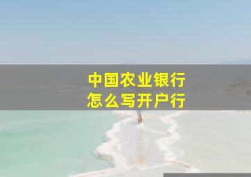 中国农业银行怎么写开户行