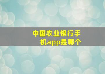 中国农业银行手机app是哪个