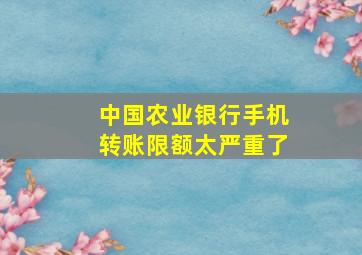 中国农业银行手机转账限额太严重了