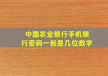 中国农业银行手机银行密码一般是几位数字